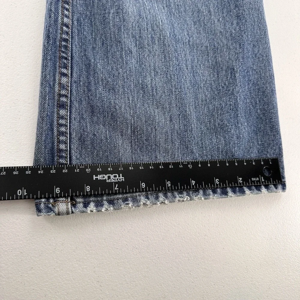 Banana Republic Mens 35x29 Distressed Jeans 100% Cotton Relaxed Fit Bootcut Blue